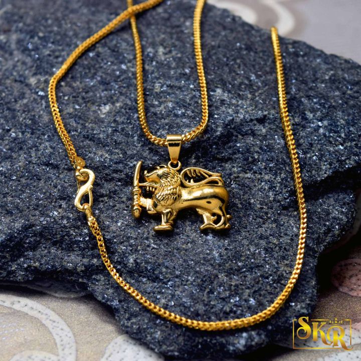 Gold%20plated%2006MM%20Snake%20Rope%20Chain%2018/24%20Inch%20With%20Sri%20Lanka%20flag%20lion%20pendent%20-%20Image%204