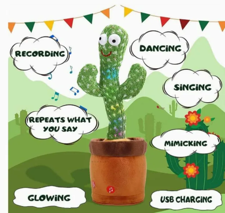 New Arrival’s Plush Dancing Cactus Kid Toy Children Gift Songs Singing Voice Recording Speaking Luminous Twisting Plush Funny Toy