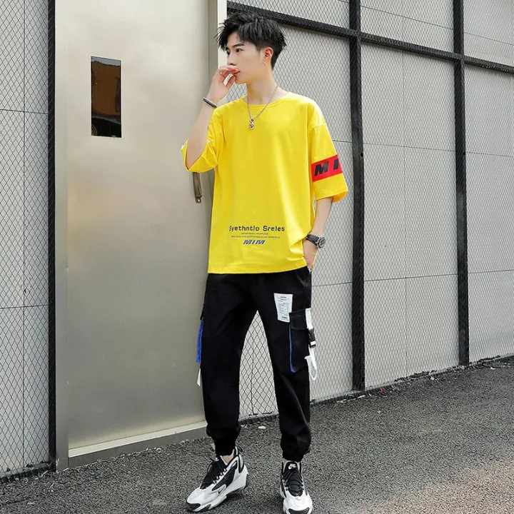 Boys%20Suit%20Trendy%20Handsome%20Loose%20Korean%20Style%20Short%20Sleeve%20T%20T-shirt%20Summer%20New%20Fashion%20Brand%20Gym%20Clothes%20Set%20Matching%20-%20Image%205