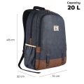Gear Classic 20L Small Faux Leather Water Resistant Anti Theft Laptop Bag/Backpack for Men/Women (Navy-Tan)(FROM INDIA)NUZ. 