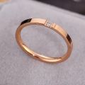 2mm Simple Titanium Steel Couple Rings Womens Wedding Band with Single Rhinestone US Size 4 5 6 7 8 9 10. 
