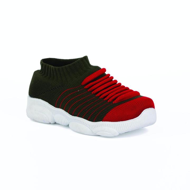 SPLENDOR Knitted Olive Green Casual Shoes for Kids - WAVES