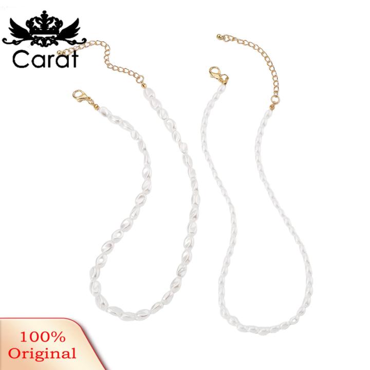 Carat Multi-layered Necklace Double-layer Faux Pearl Choker Necklace Set for Women Elegant Party Prom Jewelry with Lobster Clip Closure Stackable Design for Brides Solid Color Neck Accessories Prom Necklace
