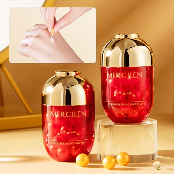 MERCILEN Collagen Youth Essence Capsules - 30pcs, Moisturizing & Firming Skin, Enhances Elasticity & Glow, Plant Squalane Infused, Portable & Individually Packaged