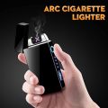 Electric USB Rechargeable Arc Lighter, Flameless Dual Arc Lighter with Battery Indicator  No Gas Windproof Electronic Lighter. 