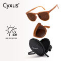 [ ] Cyxus Foldable Polarized Sunglasses Women Portable Folding Shades UV400 Protection Day-View Sunscreen Protective Fexible TR Frame Eyeglasses Original Brand 1019Mini - Figures. 