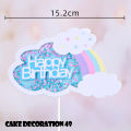 Birthday Cake Decoration Unicorn Girl Doll Decoration Pink Rainbow Five Pointed Star Plug In. 