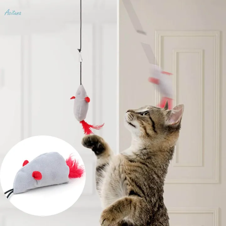 Pet Kitten Cats Mice Toys Hanging Door Cat Plush Toy for Kittens Kitty