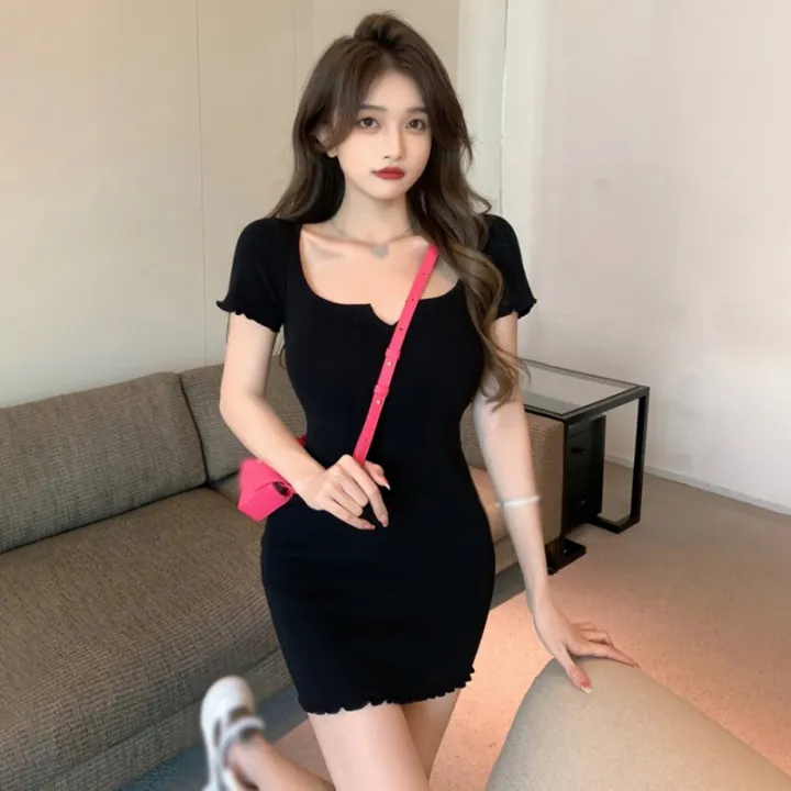 Women's%20Dress%20Square%20Neck%20Slim%20Sxey%20Korean%20Style%20Versatile%20Dress%20-%20Image%202
