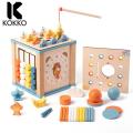 KOKKO 9 In 1 Toddler Activity Cube Shape Sorting & Matching Wooden Educational Toys Gifts For Boys And Girls. 