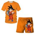 Dragon Ball T-shirts Boys Super Saiyan Goku T-shirt Shorts 2 Pcs Sets Kids Boys Anime T Shirt Summer Children Clothing Sets Kid. 