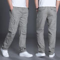 Summer New Men's Straight Sports Pants Large Size Loose Cargo Pants Men's Outdoor Casual Pants-Pocket Long Pants. 