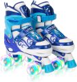 OUDEW Roller Skates for Girls Boys,fit for Kids Beginners Skate with Light up Wheels and Adjustable Sizes,Blue |65K. 