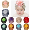 Golden Velvet Baby Turban Hat Big Flower Baby Girl Beanie Cap Soft Kids Children Infant Spring Autumn Hats Bonnet. 