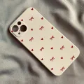 Korean Cute Pink Bow Phone Case for IPhone 16 15 14 12 11 Pro Max 13 Mini XR XS X 7 8 Plus Love Heart Soft Square Silcone Cover. 