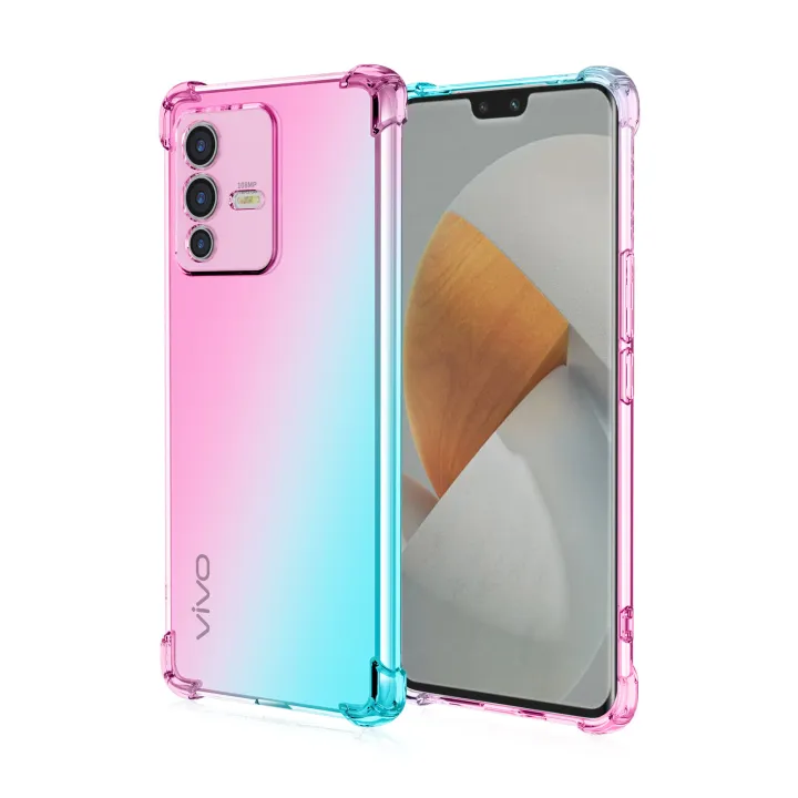 lthmy for Vivo V23 Pro 5G Gradient Color Case Cover Soft TPU Silicone Phone Cases Back Cover Shockproof Casing