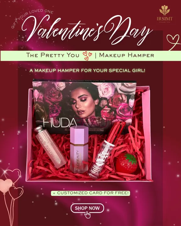 Valentine’s Day Pretty You Makeup Gift Hamper | Huda Beauty Rose Gold ...