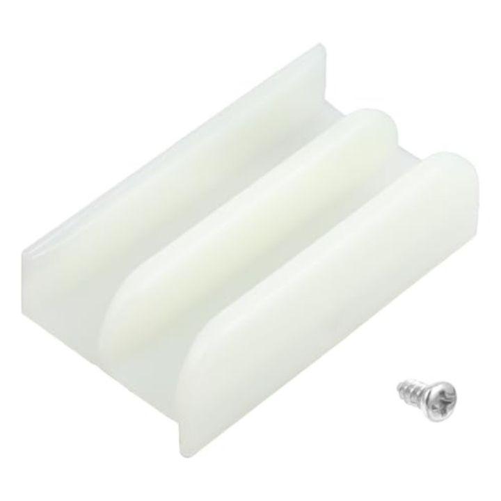 Shuisen M6219 Sliding Shower Door Bottom Guide – 1/2 Inch Channel, For Top-Hung Tub Enclosures, Fits Glass Up To 7/16" Thick, White Plastic