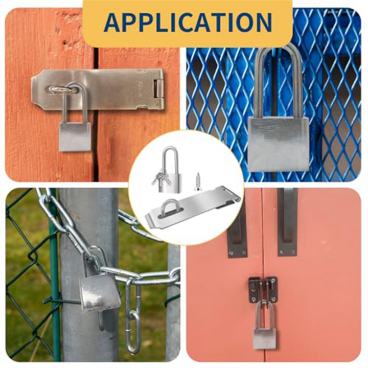 Stainless Steel Padlock 2 Sets with 5 Inch Hasp Latch Locks and 1.5 ...