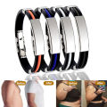 Men Bracelet Elastic Silicone Adjustable Buckle Minimalism Polishing Ornamental Decoration Allergy-free Trendy Men Stainless Steel Bracelet Jewelry Accessory. 