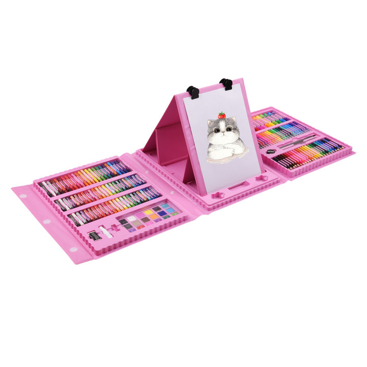 176%20Piece%20Deluxe%20Art%20Set%20Painting%20&%20Drawing%20Kit%20with%20Double-Sided%20Trifold%20Easel%20Crayons%20Oil%20Pastels%20Colored%20Pencils%20Markers%20Watercolor%20Cakes%20Paint%20Brushes%20Art%20Supplies%20for%20Students%20Beginners%20Artists%20-%20Image%206