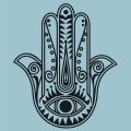 The hamsa hand wall decal sticker , hamsa Vinyl Wall Decal Muslim House Protection Housewares Decor Sticker,IS2011 Size: 52x35cm. 