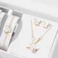 5PCS Fashion Butterfly Pendants Necklace Earrings Ring Bracelet Sets For Women. 