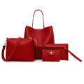 4Pcs/set Wallets Composite Bags Messenger Bags Key Bag Set Top-Handle Bags PU Leather Shoulder Bag Solid Color Soft. 