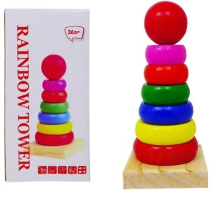 Wooden Mini Rainbow Tower Brain Development Activity Toy Kids