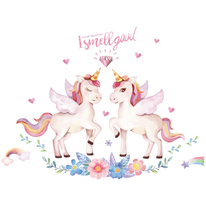 Posters%20Animals%20Wallpaper%20Decor%20Decoration%20Bedroom%20Wall%20Stickers%20Cartoon%20Unicorn%20-%20Image%203