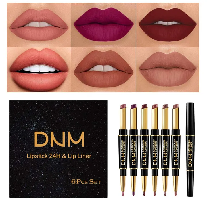 2 In 1 Lipstick Pen Lip Liner Lipgloss Pencil LongLasting Lips Makeup ...
