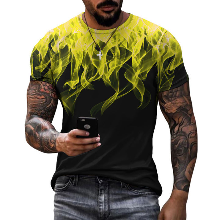 Colorful%20Flame%20Graphic%203D%20Printing%20Summer%20Men's%20Short%20Sleeved%20T-shirt%20O-neck%20Street%20Fashion%20Oversized%20Casual%20Top%20-%20Image%205