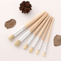 Wooden Stencil Paint Brushes Set Round Tip Bristle Hair Paintbrush Easy to Clean Art Supplies Gift for Children Adults Acrylic Oil Watercolor Drawing Painting DIY Crafts 6PCS. 
