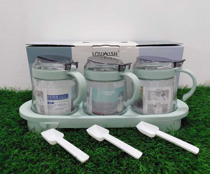 Lovwish%20Glass%20Jar%20Tray%20&%20Seasoning%20Pot%20Set%204Pcs%20Kitchen%20Coarse%20Cereals%20Storage%20Jar%20Canister%20Dispenser%20With%20Spice%20Jar%20Set%20Korean%20Style%20Cat's%20Paw%20Glass%20Sealed%20Can%20Large%20Capacity%20-%20Image%206