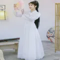 Women's Costume Improved Hanfu Fairy Elegant Ancient Style Chorus Dance Costume Cross Collar Waist Dress Full Set Summer. 