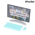 3Pcs/Set 1:12 Dollhouse Miniature Desktop Computer Keyboard Mouse TV Model Home Decor Toy Doll House Accessories MJK. 