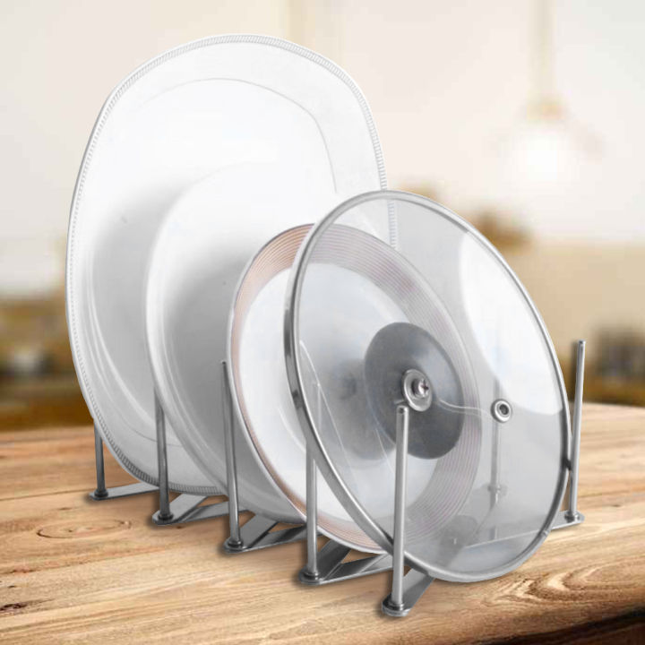 Kitchen Organizer Pot Lid Rack Extended Stainless Steel Spoon Plate ...