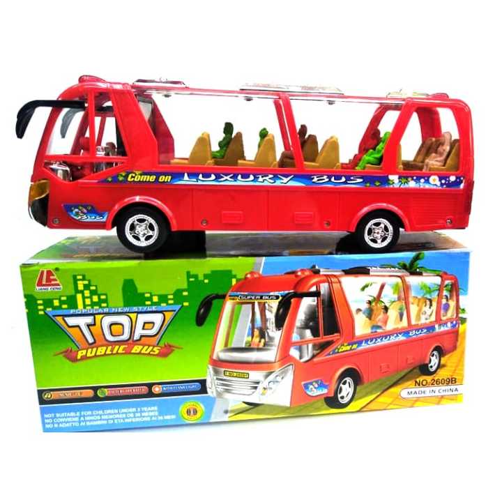 Humaira Battery Operated Top Public Bus Bump and Go with Light and Music Toy for Kids Boys Girls