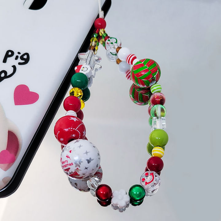 Christmas%20Mobile%20Phone%20Charm%20Strap%20Chain%20Lanyard%20Cute%20Red%20Blue%20Wood%20Acrylic%20Bead%20Jewelry%20Women%20Girl%20Wristlet%20Keychain%20Gifts%20-%20Image%202
