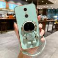 LECOMES for Xiaomi Redmi 5 Plus Back Cover with Lanyard Astronaut Folding Bracket Stand Luxury 6D Plating Square Stylish Girls Phone Case Soft Silicone Mobile Cases Pouch. 