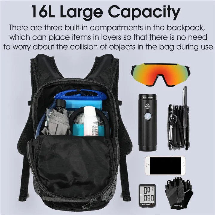 WEST%20BIKING%2016L%20Cycling%20Backpack%20Waterproof%20Ultralight%20Bicycle%20Bag%20Outdoor%20Mountaineering%20Hiking%20Travel%20Bike%20Hydration%20Backpack%20-%20Image%204