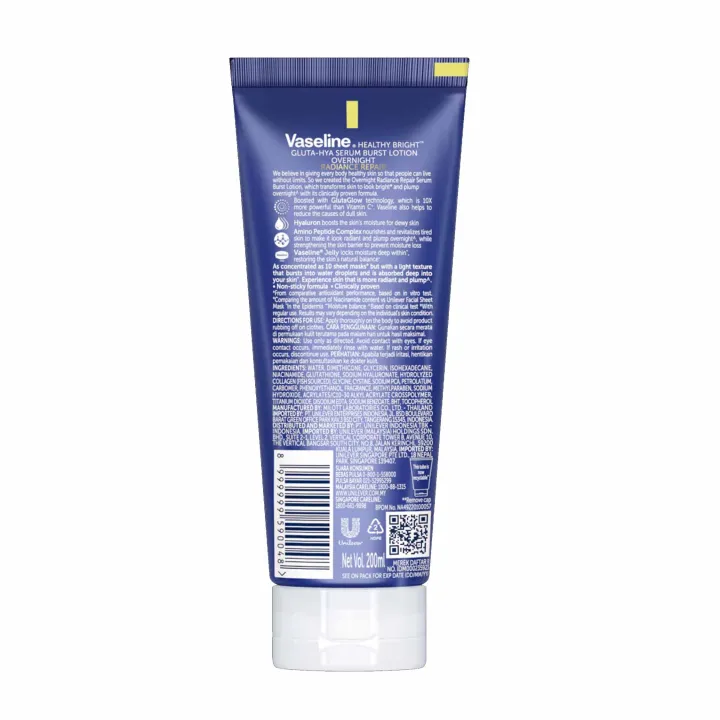 Vaseline%C2%AE%20Gluta-Hya%20Serum%20Burst%20Lotion%20Overnight%20Radiance%20Repair%20180ml%20-%20Image%202