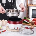 Portable Electric Hot Pot Cookware Pasta Pot Non-stick Casserole Pot with Steam Rack for Eggs/Soup. 