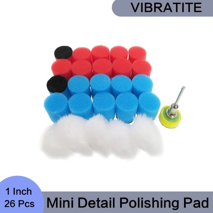 1 Inch Mini Car Foam Drill Polishing Pad 26 Pcs Wool Waxing Buffing ...