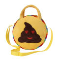 Round 10 Face Emotion Boy Girls Kids Handbag Shoulder Bag Lovely Crossbody Bag yellow 2#. 