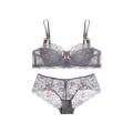 Lace1/2Half Cup Bra European and American Transparent Push up Small Breast Bra Women's Red Underwear Thin Suit. 