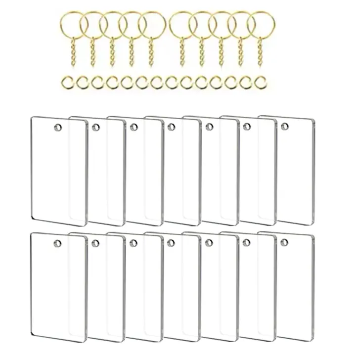 90PCS Acrylic KeyChain Blank Charms Key Chains Jump Ring Including ...