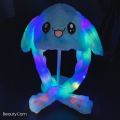 New Arrival Luminous Rabbit Ear Hat Moving Ear Light Up Lovely Cap Winter Keep Warm Plush Bunny Hats Birthday gift for girl. 