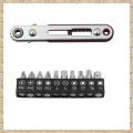 Flat Mini Ratchet Wrench 90 Degree Offset Screwdriver Handle with Bit Set Dual Drive Ratchet Wrench Hand Tool. 