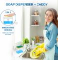 2 in 1 Soap Pump Dispenser Sponge Liquid Container Holder Dish Washing Kitchen. 